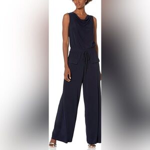 Emma & Michele - Midnight Blue Sleeveless Jumpsuit Size: Large Color: Navy